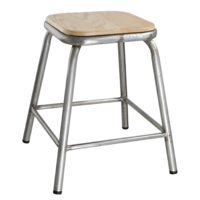 Steel Stool with Wooden Seat | 47(h)x38.5x38.5cm