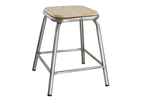  Bolero Steel Stool with Wooden Seat | 47(h)x38.5x38.5cm 