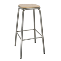 Cantina Bar Stool with Wooden Seat | Galvanized Steel | 78(h)x40x40cm