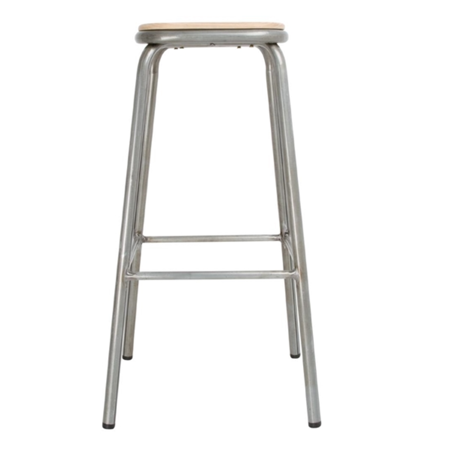 Cantina Bar Stool with Wooden Seat | Galvanized Steel | 78(h)x40x40cm