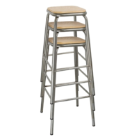 Cantina Bar Stool with Wooden Seat | Galvanized Steel | 78(h)x40x40cm