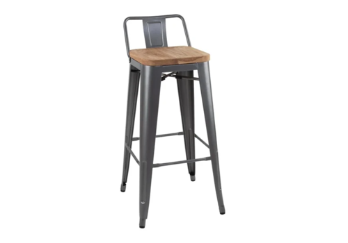  Bolero Bistro Bar Chair with Wooden Seat | Gray | 90(h)x43x43cm 