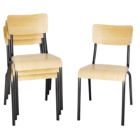 Cantina-Stuhl mit Sitz und Rückenlehne aus Holz | Metallic-Grau | 83 (h) x 48 x 58 cm