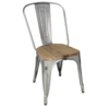 Bolero Bistro Steel Chair with Wooden Seat | Galvanized Steel | 84.7(h)x43.3x50cm