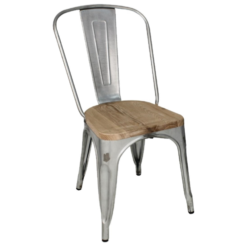  Bolero Chaise de bistrot en acier avec assise en bois | Acier galvanisé | 84,7(h)x43,3x50cm 