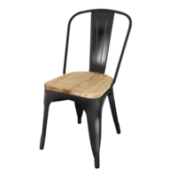 Bistro steel chair with wooden seat | Black | 85.5(h)x44.5x52cm