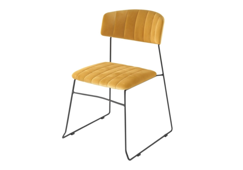  HorecaTraders Chaise en velours Mundo | Jaune | 79(h)x55x54cm 