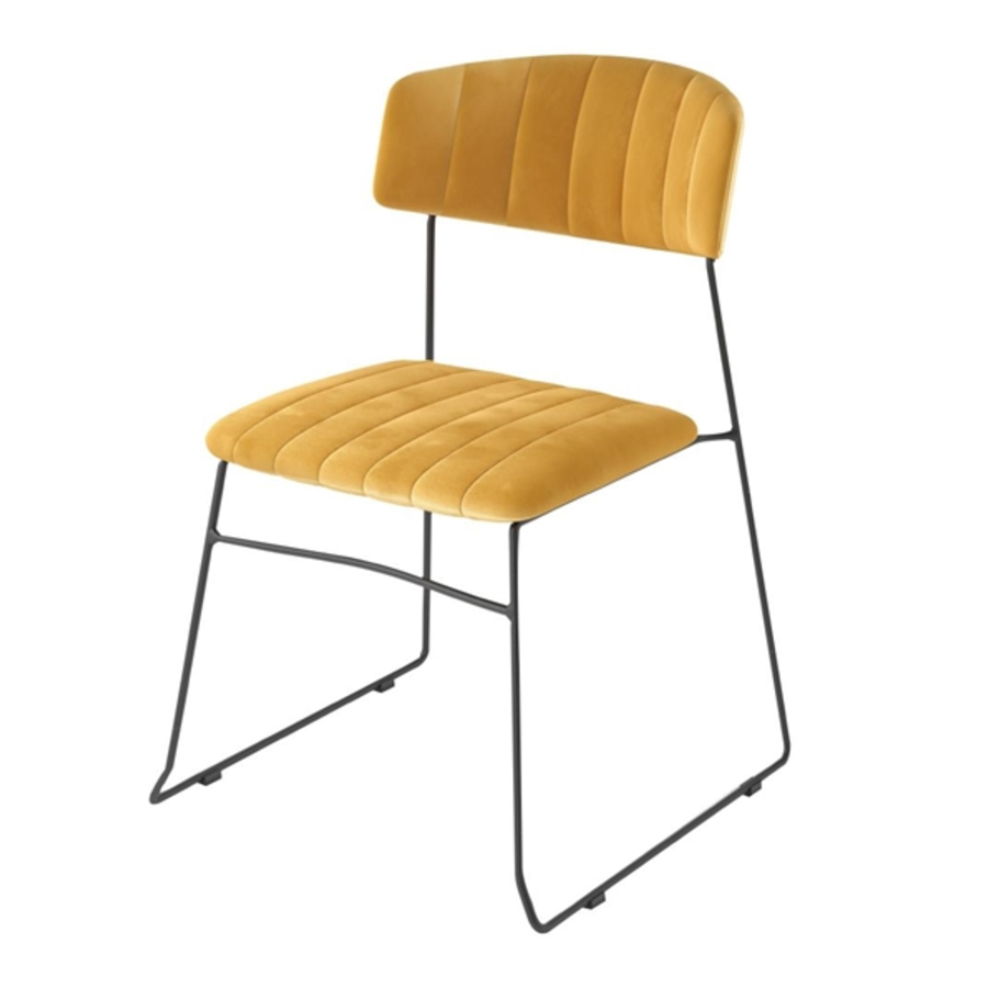 Chaise en velours Mundo | Jaune | 79(h)x55x54cm