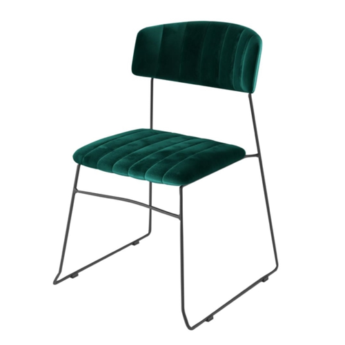  HorecaTraders Mundo Velvet Chair | Green | 79(h)x55x54cm 