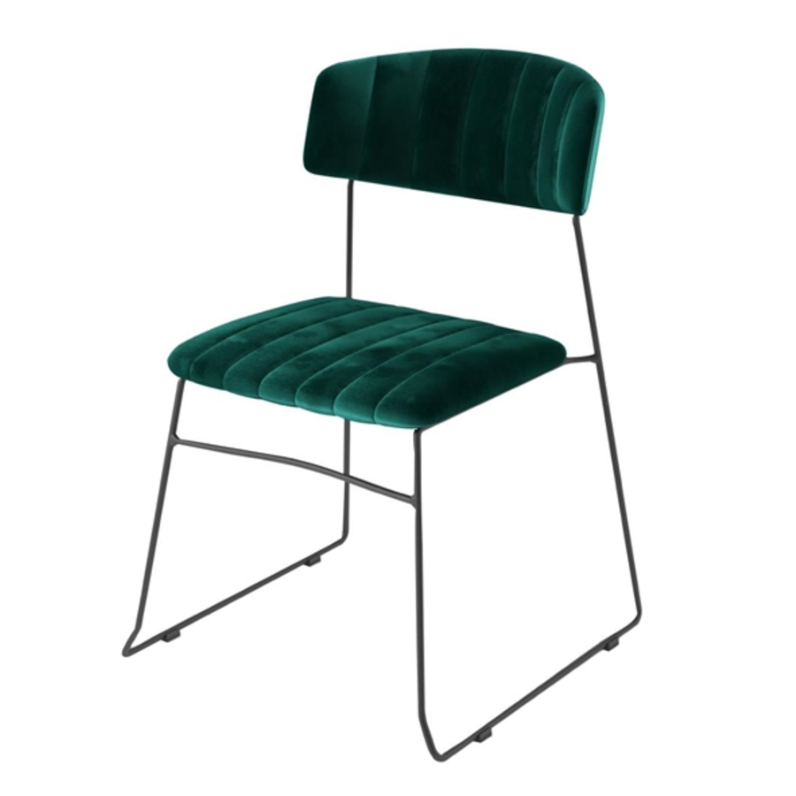 Chaise en velours Mundo | Vert | 79(h)x55x54cm