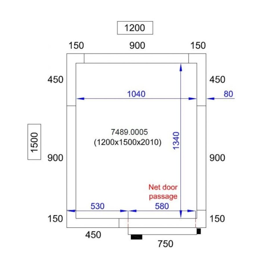 Cold/freeze room | 120x150x201(H) cm | With motor | 0/+5°C