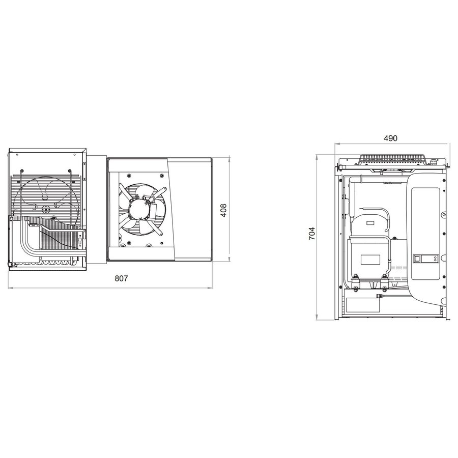 Cellule de refroidissement/congélation | 120x150x201(H) cm | Avec moteur | 0/+5 °C