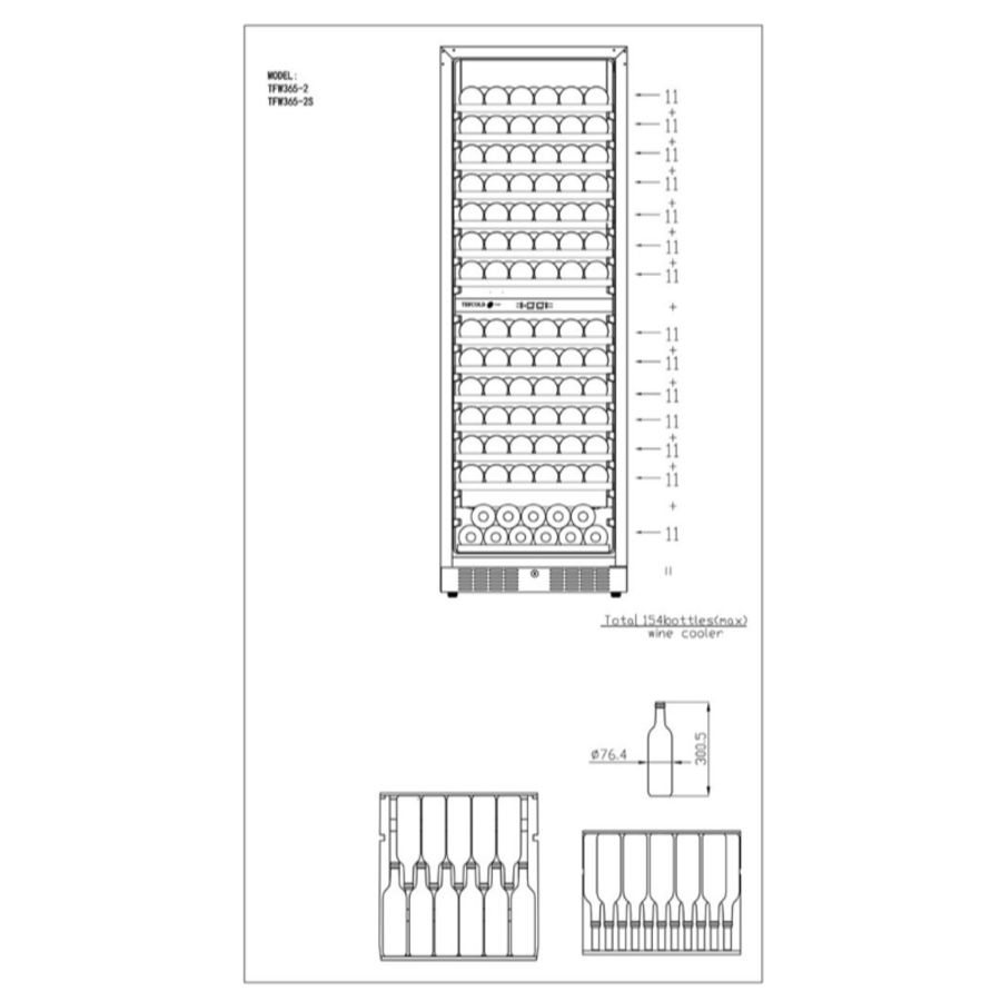Wine Fridge | 2 temperature zones | 59.5x68x176 cm