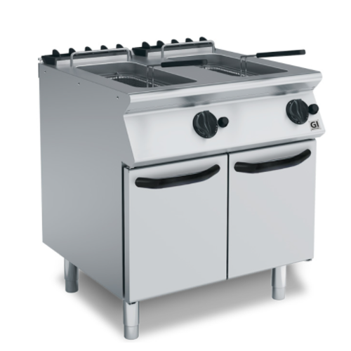  HorecaTraders Friteuse à gaz | 15+15 litres | 28 kW | 800(l)x730(p)x870(h)mm 