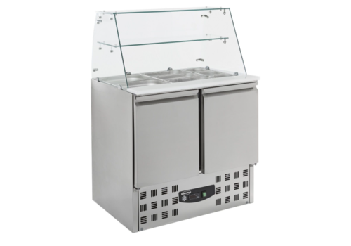  Combisteel Gekühlter Saladette-Glasständer | Edelstahl | 90x70x85/131(H) cm 