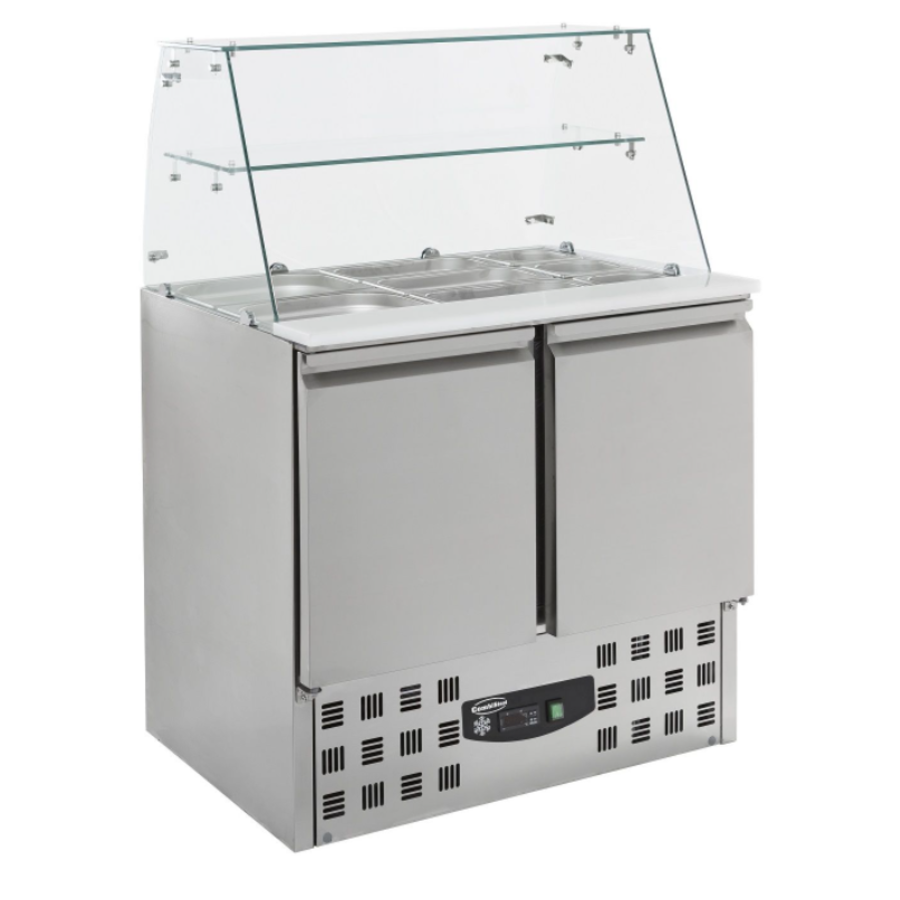 Refrigerated Saladette glass stand | stainless steel | 90x70x85/131(H) cm