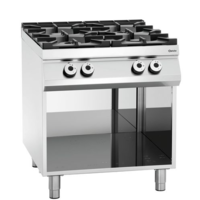 Cuisinière à gaz d'accueil avec unité de base ouverte | 4 brûleurs