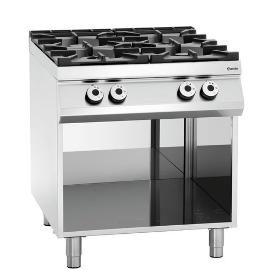 Cuisinière à gaz d'accueil avec unité de base ouverte | 4 brûleurs