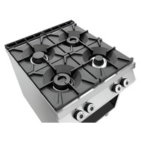 Cuisinière à gaz d'accueil avec unité de base ouverte | 4 brûleurs