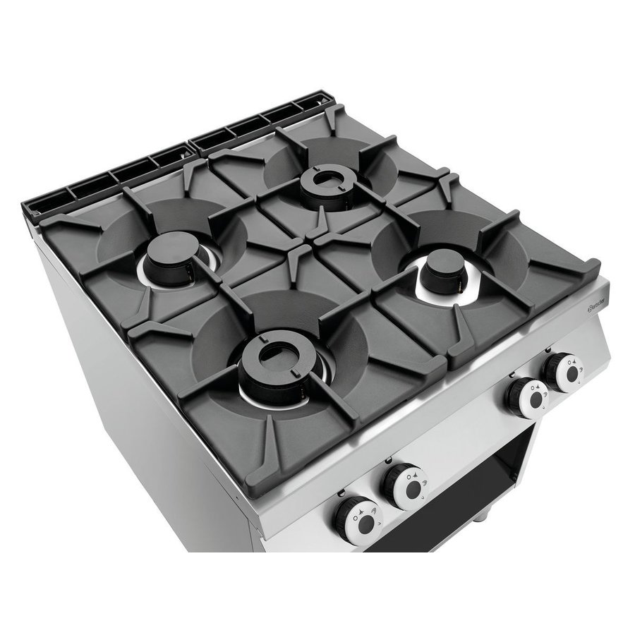 Cuisinière à gaz d'accueil avec unité de base ouverte | 4 brûleurs