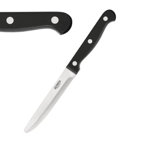  Olympia Steakmesser mit runder Spitze | 12 Stück | Schwarz 