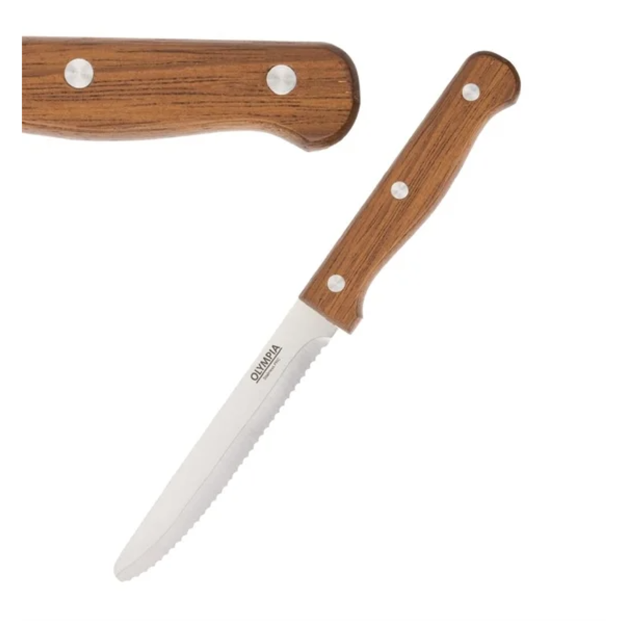 Couteaux à steak à pointe ronde | 12 pièces | Bois