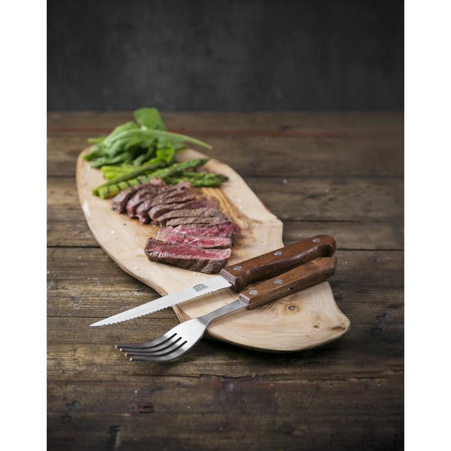 Fourchette à steak | 12 pièces | Bois | 19 cm