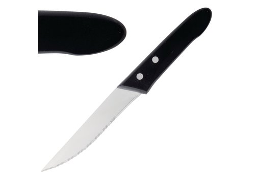  HorecaTraders Steak Knives | 12 pieces | Black | 25 cm 