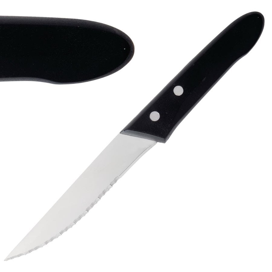 Couteaux à steak | 12 pièces | Noir | 25 cm