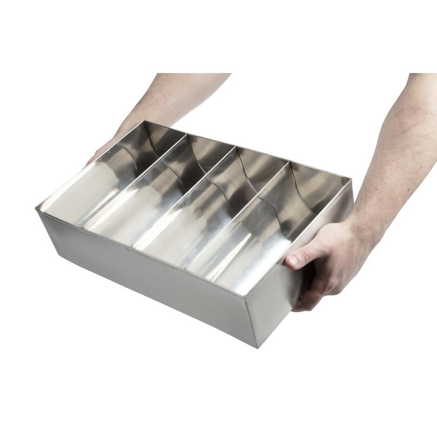 Cutlery dispenser | 4 compartments | stainless steel