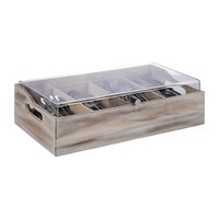 Cutlery dispenser with lid | 4 compartments | Acacia wood