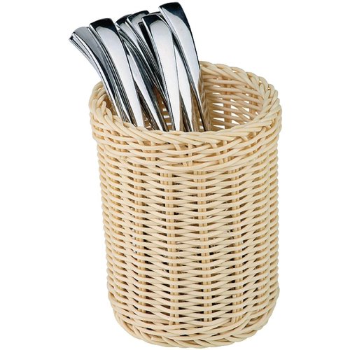  APS Wicker Cutlery Holder | Round | Plastic | Ø12.5 x 15.5 cm 