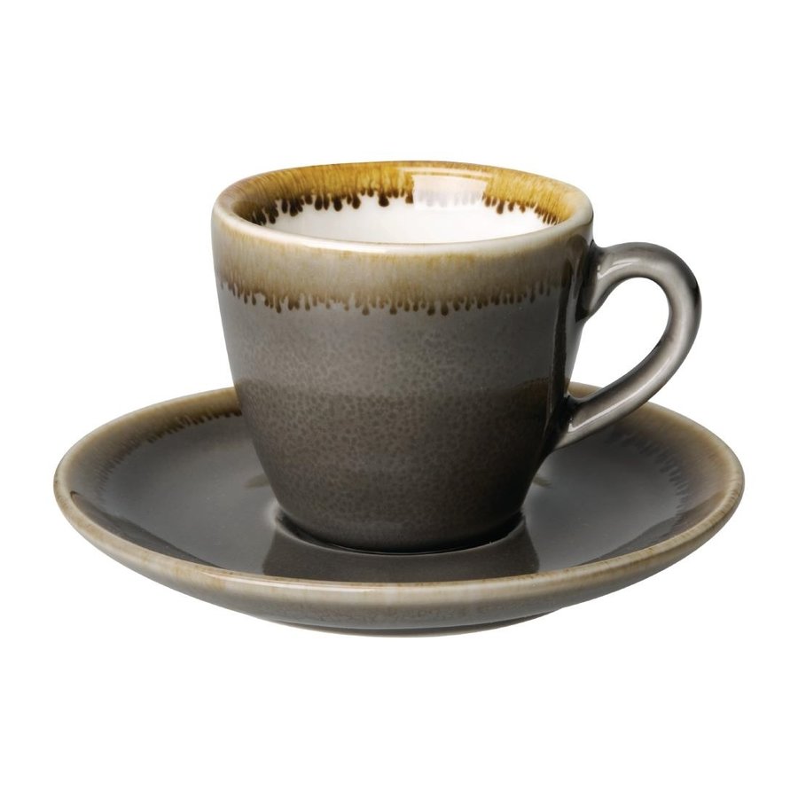 Kiln Espresso-Untertassen | Grau | 11,5 cm | 6 Stück