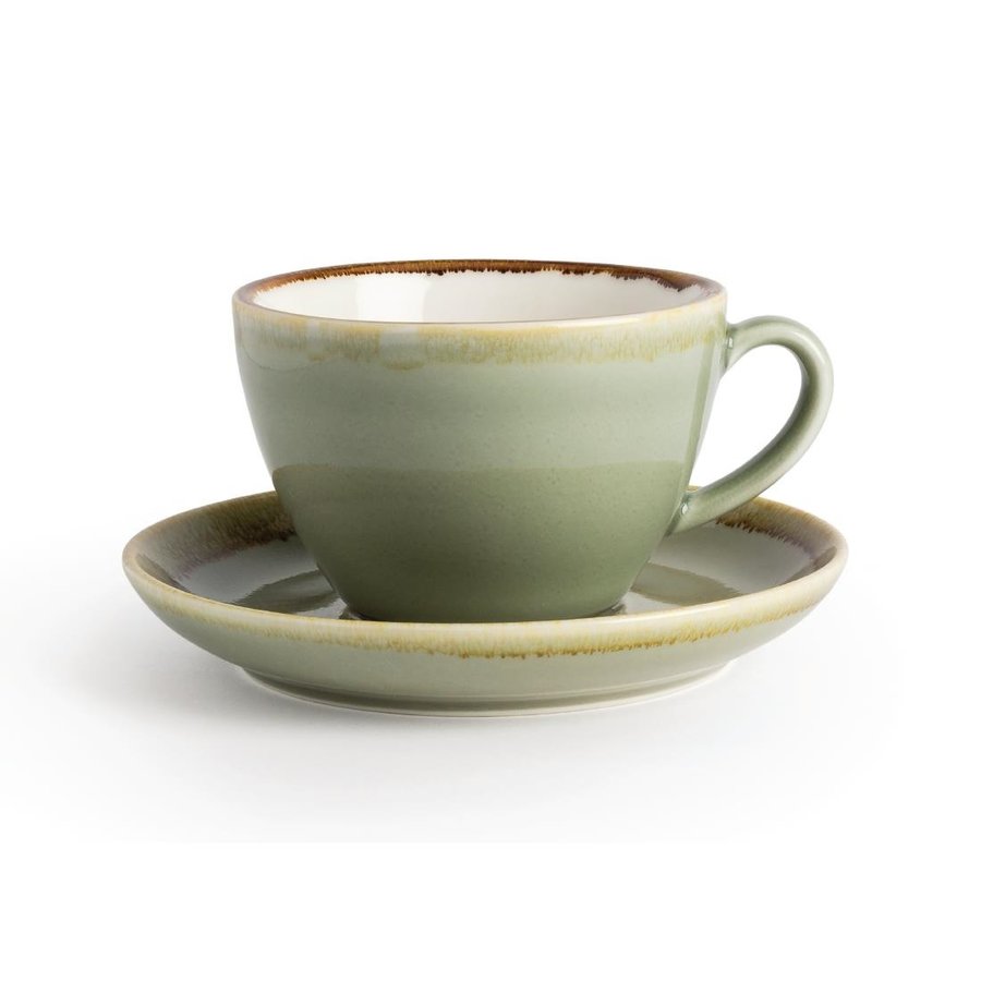 Kiln Cappuccino Dishes | Moss green | 16cm | 6 pieces