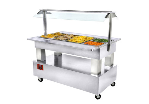  HorecaTraders Buffet chauffant | Bain-marie | 4x GN 1/1-150 | bois blanc 