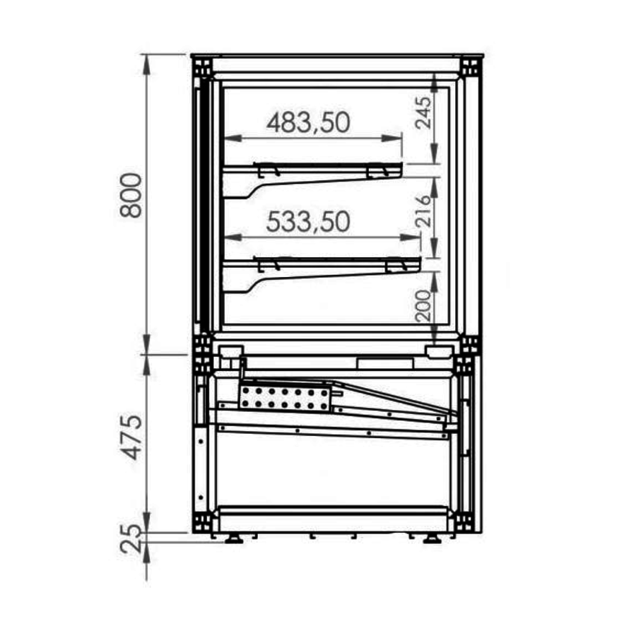 Vitrine réfrigérée | 2 étagères adaptées | Qualité supérieure