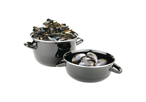  HorecaTraders Mussel pan Black | Ø22 cm 