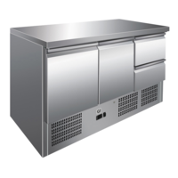 Refrigerated workbench stainless steel | 2 doors, 2 drawers | forced cooling