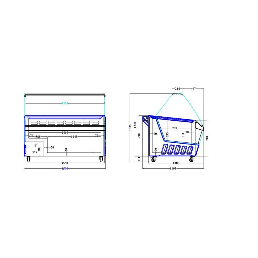 Ice cream display case | -15/-22°C | 230V | 141x77x65.3cm