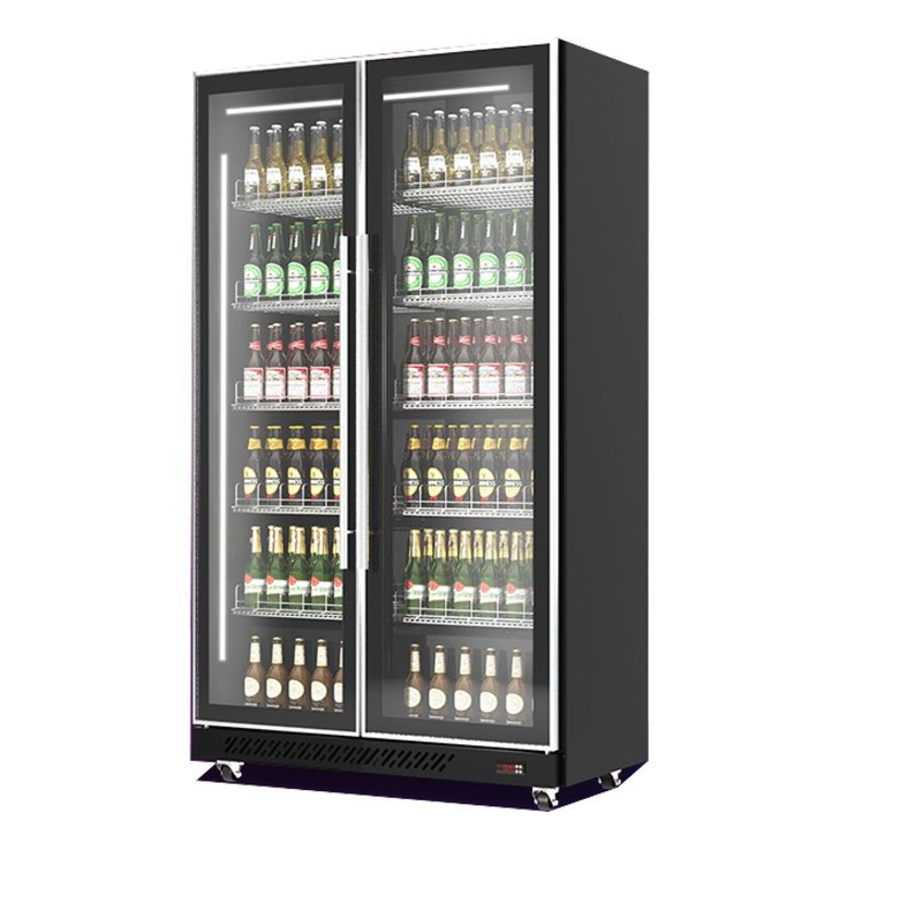 Fridge | 2 Glass doors | 198(h)x60x125cm | Black