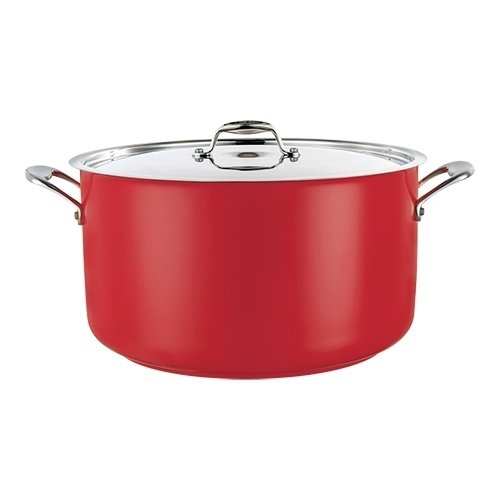  HorecaTraders Cooking pot medium | Red | stainless steel | 3.7 Liters | 20cmØ | Gas, electric, ceramic and induction 