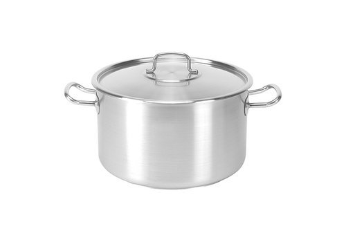  HorecaTraders Cooking pot medium | stainless steel | 6.3 Liters | 24cmØ |for Inducite, gas, electric, ceramic 
