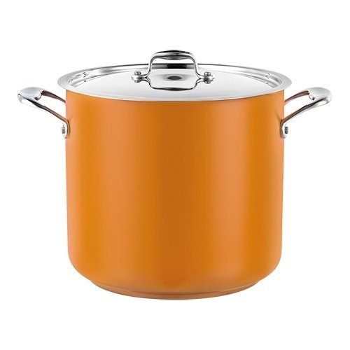  HorecaTraders Casserole Stainless Steel High | Ø24cm | 8.7L | Yellow | gas, electric, ceramic 