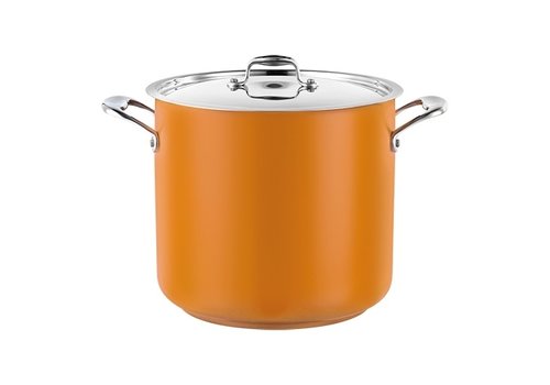  HorecaTraders Casserole Stainless Steel High | Ø28cm | 13.6L | Yellow | gas, induction, ceramic 