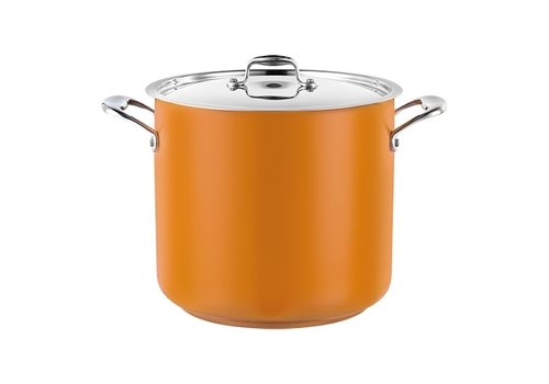  HorecaTraders Stainless steel saucepan High | Ø28cm | 13.6L | Yellow | gas, induction, ceramic 