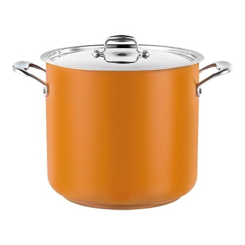  HorecaTraders Stainless steel saucepan High | Ø28cm | 13.6L | Yellow | gas, induction, ceramic 