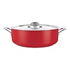 HorecaTraders Casserole | stainless steel | Ø24 cm | 3.9L| Red | Gas, induction, ceramic