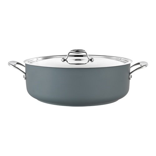  HorecaTraders Casserole | stainless steel | Ø24 cm | 3.9L| Gray | Gas, induction, ceramic 