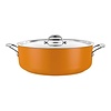 HorecaTraders Casserole | stainless steel | Ø24 cm | 3.9L| Yellow | Gas, induction, ceramic