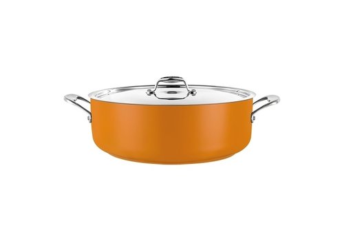  HorecaTraders Casserole | stainless steel | Ø24 cm | 3.9L| Yellow | Gas, induction, ceramic 